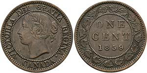 Victoria 1837-1901 - Cent 1859/8  KM:1 s.sch.