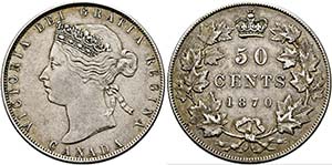 Victoria 1837-1901 - 50 Cents 1870 LCW  KM:6 ... 