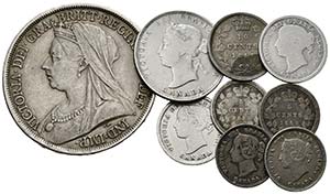 Victoria 1837-1901 - Lot 9 Stück; 25 Cents ... 