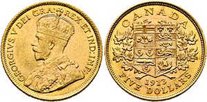 George V. 1910-1936 - 5 Dollars (8,35g) 1913 ... 
