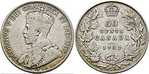 George V. 1910-1936 - 50 Cents 1932  KM:25a ... 