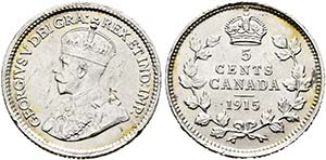 George V. 1910-1936 - 5 Cents 1915 Av. ... 