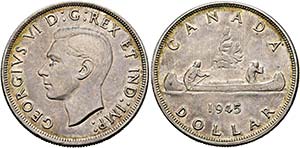 Georg VI. 1936-1952 - Dollar 1945  KM:37 ... 
