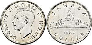 Georg VI. 1936-1952 - Dollar 1947. Variante ... 