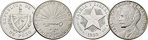 KUBA - Lot 2 Stück; Peso 1933 (leicht ... 