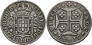 PORTUGAL - Azoren - 300 Reis 1795 kl. ... 