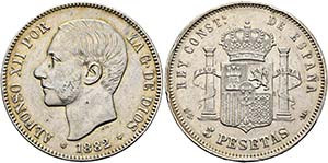 Alfonso XII. 1874-1885 - 5 Pesetas 1882 MS-M ... 