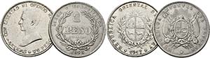 URUGUAY - Lot 2 Stück; Peso 1893 und 1917  ... 
