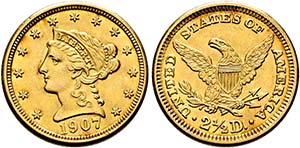 U S A - 2 1/2 Dollars (4,18g) 1907 Liberty  ... 