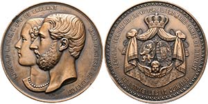 Leopold II. 1865-1909 - AE-Medaille (75mm) ... 