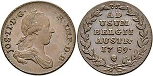 Josef II. 1765-1790 - 2 Liards 1789 Brüssel ... 