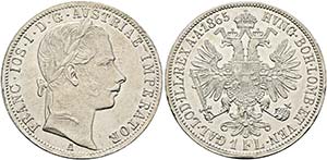 Franz Joseph 1848-1916 - Gulden 1865 A Wien  ... 
