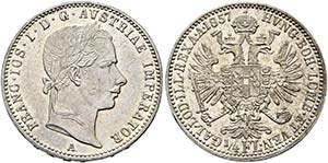 Franz Joseph 1848-1916 - 1/4 Gulden 1857 A ... 