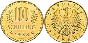 1. Republik 1918-1938 - 100 Schilling 1933 ... 