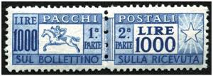 ITALIEN - **,   1954 Paketmarke 1000 L. ... 