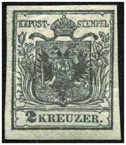 AUSGABE 1850 - *,   2 Kr. grauschwarz 2H Ib ... 