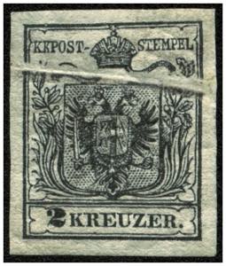 AUSGABE 1850 - *,   2 Kr. schwarz 2H IIIa ... 