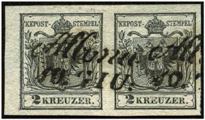 AUSGABE 1850 - ʘ,   1850 2 Kr. schwarz HP ... 