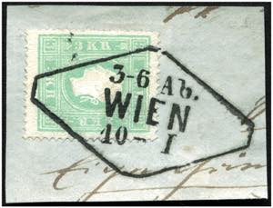 AUSGABE 1858 - ∆  3 Kr. bläulichgrün ... 