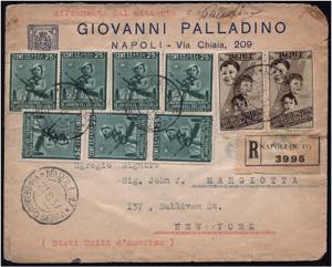 ITALIEN - ⌂,   1937 Rekobrief von Neapel ... 
