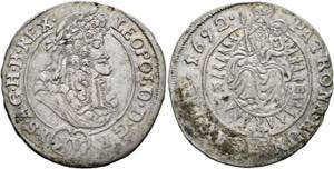 Leopold I. 1657-1705 - XV Kreuzer 1692 KB ... 