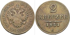 Franz Joseph 1848-1916 - 2 Kreuzer 1851 G ... 