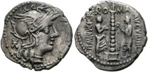 Ti. Minucius C.f. Augurinus - Denarius (3,56 ... 