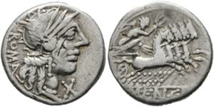 M. Fannius C.f. - Denarius (3,89 g), Roma, ... 