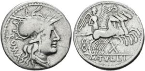 M. Tullius - Denarius (3,77 g), Roma, 120 v. ... 