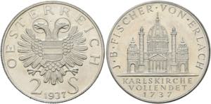 1. Republik 1918-1938 - 2 Schilling 1937 ... 