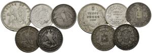 CHILELot 5 Stück; 5 Pesos 1927 So; 50 ... 