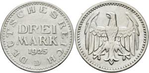 Weimarer Republik 1919-19403 Mark 1925 D  - ... 