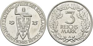 Weimarer Republik 1919-19463 Reichsmark 1925 ... 