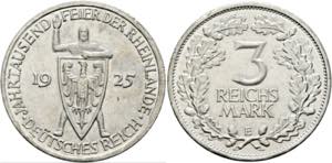 Weimarer Republik 1919-19483 Reichsmark 1925 ... 