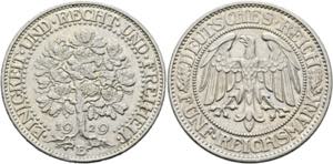 Weimarer Republik 1919-19795 Reichsmark 1929 ... 