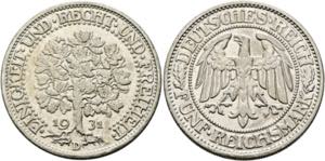 Weimarer Republik 1919-19845 Reichsmark 1931 ... 