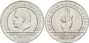Weimarer Republik 1919-20133 Reichsmark 1929 ... 