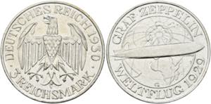 Weimarer Republik 1919-20293 Reichsmark 1930 ... 