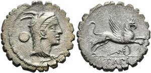 L. Papius - Denarius (Serratus) (3,52 g), ... 