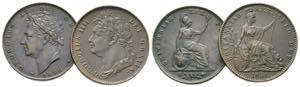 Georg IV. 1820-1830Lot 2 Stück; Farthing ... 