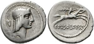 C. Calpurnius Piso Frugi - Denarius (3,81 ... 