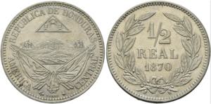 HONDURAS1/2 Real 1870 A  - KM 25, 24, 49, ... 