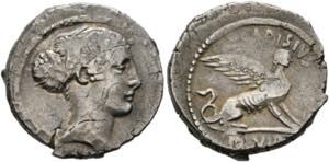 T. Carisius - Denarius (3,72 g), Roma, 46 v. ... 