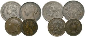 NeuschottlandLot 4 Stück; Penny Token 1832 ... 