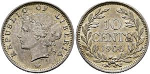 LIBERIA10 Cents 1906 H  -  - vzgl.-pol. Pl.