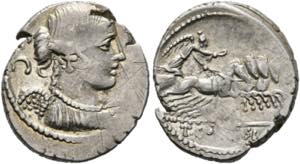 T. Carisius - Denarius (3,58 g), Roma, 46 v. ... 