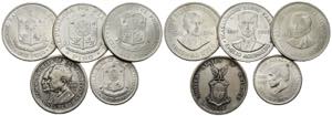 PHILIPPINENLot 5 Stück; Peso 1936, 1961, ... 