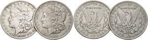 U S ALot 2 Stück; Dollar 1884 O und 1889 O  ... 