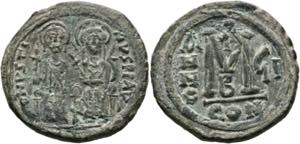 Iustinus II. (565-578) - Follis (40 Nummi) ... 