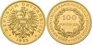 1. Republik 1918-1938 - 100 Kronen 1923 Wien ... 